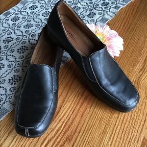Black Leather Flats